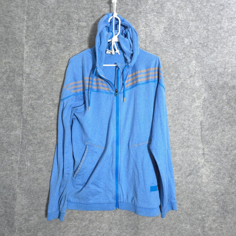 Adidas Urban Training Hoodie Mens XL Blue 3-Stripes Full Zip Performance Jacket